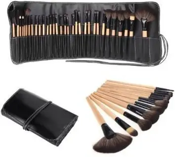 Docooler Wood 32Pcs Makeup Brushes Kit Professional Cosmetic Make up Set Pouch Bag Case