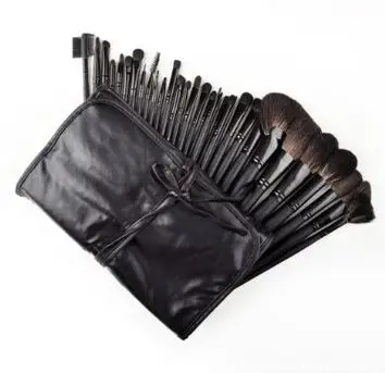 32 Pcs Black Rod Makeup Brush Cosmetic Set Kit with Case